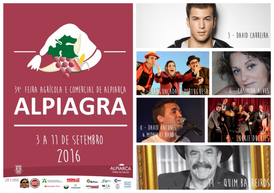 Quim Barreiros, Alpiagra 2016, Alpiarça, Concertos, Programa das Festas