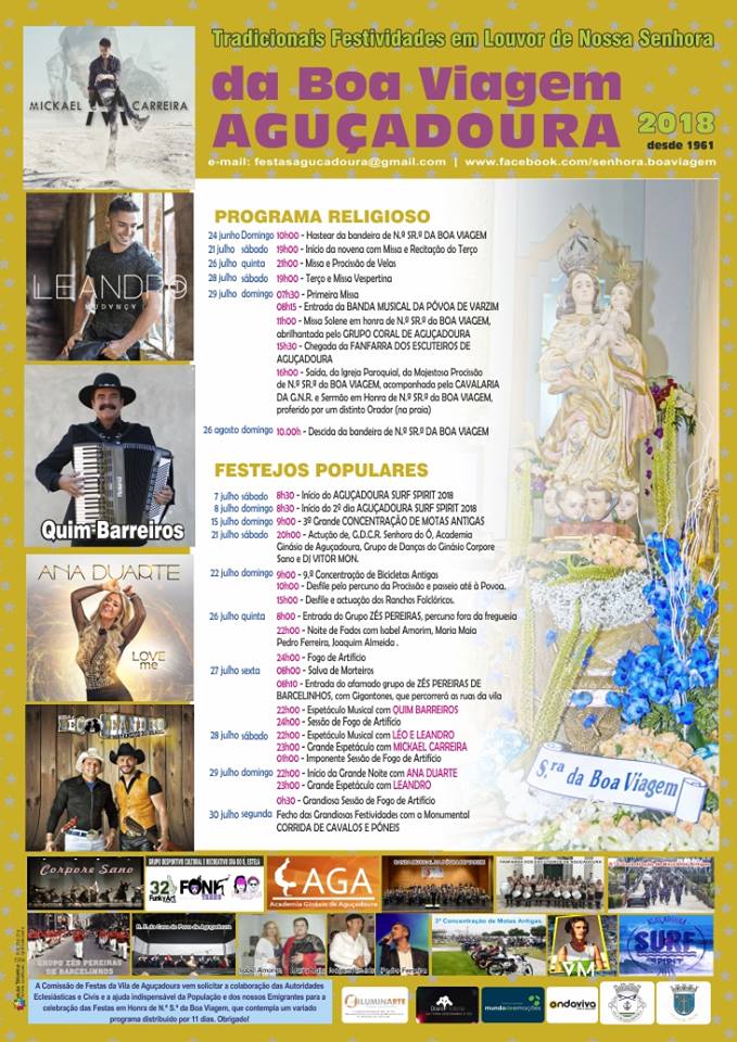 Festas da Aguçadoura, Aguçadora, Nossa Senhora da Boa Viagem, Povoa de Varzim, Porto, festas, norte, Boa Viagem, Festas da Povoa, 2018, Programa, Cartaz