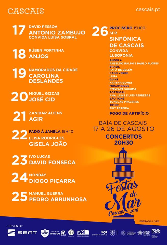 Festas do Mar, Cascais, Festas de Cascais, Festas Anuais, entradas grátis, Festas 2018, Festas do Mar 2018, Cartaz, Programa, Concertos